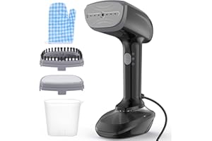 NTAYDZSW Powerful Handheld Fabric Steamer - 1800W with Fast Ceramic Heat-Up Plate, 2-in-1 Ironing & Wrinkle Remover, Steam Nozzle, Lint Brush - Black, 220V