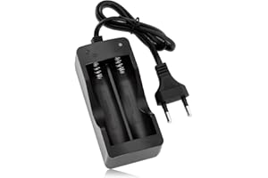 SUUOSL Chargeur Accu 18650, 2 Fentes Indépendantes, Chargeur Piles Rechargeable Li-ION 3.7V Compatible 18650 18490 18350 18500 17500 16340 14500, avec Chargeur de Batterie à LCD Affichage