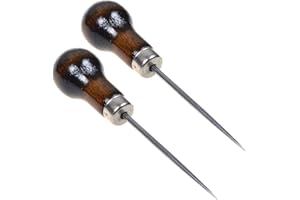 BONTANND Paquet De 2 Gourd Shape en Cuir Artisanat Toile en Bois Poignée De Bois Scratch Tool Tool Pin Poinçon