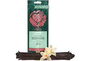 PREMA VANILLA MADAGASCAR PREMA VANILLA Vainas de Vainilla Bourbon Premium - Vainilla en Rama Natural y Orgánica 14-18 cm - Vanilla de Calidad Gourmet de Madagascar - Aroma Rico e Intenso - Paquete Con 20 Vainas y 1 de Regalo