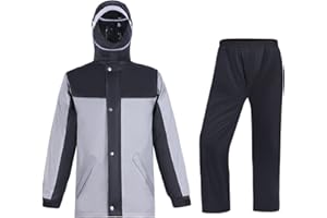 7VSTOHS Hommes Combinaison de Pluie Unisexe Imperméable Moto Vélo Vestes à Capuche Coupe-vent Vêtements de Pluie