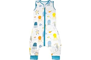 MOEMOE BABY Saco de Dormir para Bebé con Pies, Saco de Dormir de Verano de Algodón 0.5 TOG Saco de Dormir para Bebé con Piernas, Saco de Dormir de Verano sin Mangas para Bebé 3-5 Años