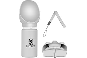 OneTigris Butelka do picia dla psa 550 ml, lekka waga, szczelna, przenośna, składana, na podróż, materiał odpowiedni do kontaktu z żywnością, jasnoszary