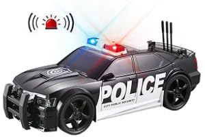 IYEAM Police Car Toy Pursuit Rescue Vehical with Sirnes Sound and Light for Kids Toddlers Boys and Girls