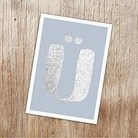 Buchstaben Postkarte Ü Deko Print Glitzer