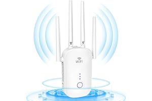 TEXLINEY WiFi Extender Booster, WiFi Range Extender 1200Mbps, WiFi Booster Dual Band 2.4GHz & 5.8GHz, Wireless Signal Booster with External 4*3dBi Dual-Band Antennas, Internet Booster Up to 3000sq.Ft (White)