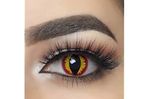 MYSA LENS® Lentilles De Contact De Couleur Fantaisie Crazy Lens Cosplay Halloween Yeux Devil Rouge Zombie Demon Rouge Serpent Etui Offert 12 Mois sans correction