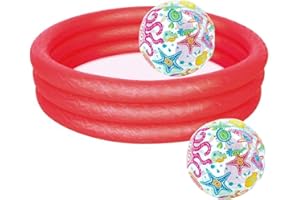 TJMOLTEN Paddling pools - Children's Pool for swimming - Kids pool, family paddling pool & ball pit, paddling pool for kids indoor outdoor - Three Ring Pool 152cm wide Red (Inflatable paddling pool) (Red)