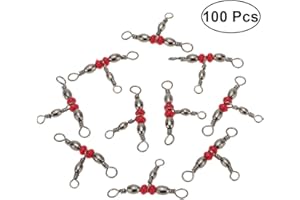 VORCOOL 100 Pcs 3 Way émerillons Rolling T pivotant Leurre T-Turn 3 Voies pivotant Articles de Pêche Accessoires (Rouge)