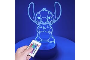 AIRUEEK Lampada Stitch,Lilo e Stitch Notturna- 16 Colori Lampe 3D LED Illusione, Per La Decorazione Della Stanza Dei Bambini, Regali creativi