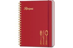 LuBudingJoy Blank Recipe Book to Write in Your Own Recipes. Sprial Hardcover Blank Cookbook, Recipe Journal Hold 130 Recipes(Red)
