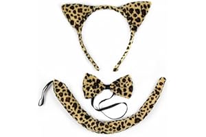 She's Shining Set di Costumi con Coda di Cravatta e Orecchie di Gatto con Stampa Leopardata, Costume da Donna per Ragazze di Halloween