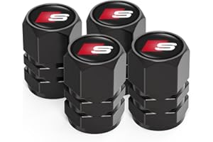 ACHARD Tappini gomme auto per Audi S Line S1 S2 S3 S4 S5 S6 S7 S8 SQ2 SQ5 SQ7 SQ8, 4 pezzi cappuccio valvola a prova di perdita, tappi valvole pneumatici auto, tappi auto gomme, tappi pneumatici auto, Nero