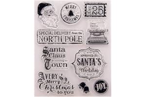ARRIETTYCRAFT Merry Christmas Santa Claus Workshop Clear Stamps for Cards Making Decoration and Scrapbooking Rubber Stamps for Craft