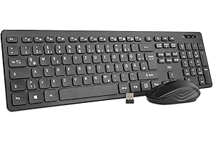 Rii Tastatur Maus Set kabellos, Funktastatur mit Maus, Wireless Keyboard and Mouse, Für PC/Laptop/Windows/Smart TV, Deutsches Layout - schwarz