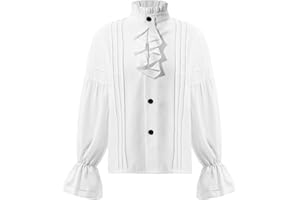 Freebily Fille Garcon Steampunk Chemise Pirate Vampire Poète Chemisier Shirt Enfant Renaissance Médiéval Victorien Gothique Lotus Blouse Tee Tops Carnaval