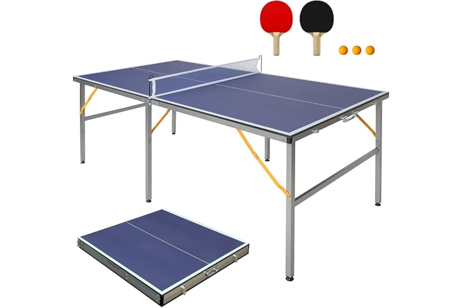 GYMFLEX Professional Table Tennis Table, Foldable Movable Ping Pong Table Indoor Outdoor Regulation Size, Single Playback Mode for Family Game Training Competition