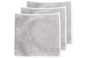 AATMDAY Microfiber Non-Scratch Wire Dishcloth&Gaps Cleaning Brush,Multipurpose Wire Dishwashing Rags for Wet&Dry,Easy Rinsing