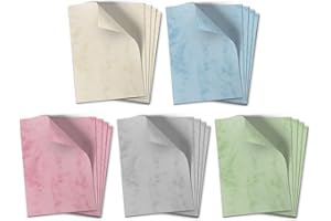 ‎EINLADUNGSKARTEN MANUFAKTUR HAMBURG 50 Blatt Briefpapier (A4) | Bunter Marmor Mix (5 Farben) | Motivpapier Set | edles Design Papier | beidseitig bedruckt | Bastelpapier | 90 g/m²