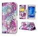 Produktbild Lonchee Schutzhülle / Cover / Handyhülle / Ledertasche / Brieftasche Etui für Samsung Galaxy J7 Marmormuster Gemalte Muster Design Folio PU Leder Tasche Case Hülle im BookStyle mit PU Leder Hülle Wallet Case – Schmetterling Glockenspiel