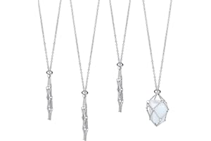 WEWAYSMILE 3 pieces Crystal Holder Cage, Handmade Crystal Holder Necklace, Stone Necklace Holder, Metal Braid Stand Quartz Gemstone Jewelry for Women Men(Long About 17.2 inches/43.8cm)