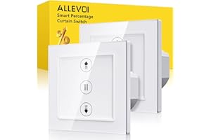 Allevoi Interruptor de Persiana Inteligente con control por Porcentaje, Interruptor de Persiana Wifi, Control por Voz Compatible con Alexa/Google Home/Smart Life, Requiere Cable Neutro