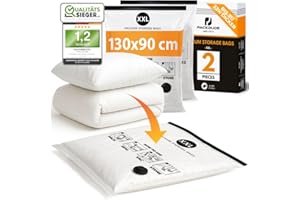 XXL Vakuumbeutel für Bettdecken & Kissen I 2 STÜCK I Größe XXL: 130x90cm I Vakuumbeutel groß für Bettwäsche I Big Vacuum Bags for Bedding I Große Vakuumierbeutel für Bettdecken & Kleidung