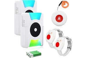 ChunHee Notrufknopf für Senioren Notrufarmband Notrufknopf für Senioren, Tragbarer Notrufklingel 45M/150Ft Entfernung, Vibrationserinnerung des Empfängers Alarm bei Niedrigem Batteriestand