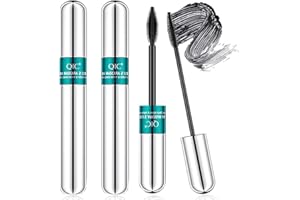 JEFFOUOO QIC 4D-Seidenfaser-Wimperntusche,2 in 1 Wimperntusche Wasserfest,Lash Extension Mascara,Verlängerung&Volumen Eyelash Mascara für Natürlichen Lange Wimpern Not Blooming Lang anhaltend(2 Stück)