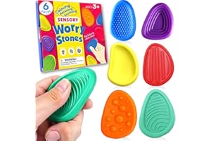 GB EMPORIUM 6 Pcs Sensory Stones - Quite Fidget Toys for Kids Adults - Tactile Sensory Toys for Autism Kids Calming - Silicon Soft Worry Stones - Fidgets for School, Workplace with Anxiety Relief for Kids Adults