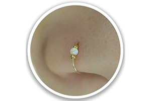 ALOMEPIERCINGS Thin 14k Gold Filled Tiny Nose Ring Hoop - 2 mm White Opal piercing Nose Hoop - 24 gauge very Thin Nose Hoop Tiny Piercings Nose Rings hoop - Opal nose rings