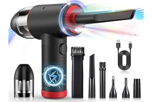 BIVBTP Compressed Air Duster and Vacuum Cleaner, Rechargeable Keyboard Cleaner, 51000RPM Air Duster, Cordless Air Duster Reusable, Electric Air Duster, Air Blower for Laptop, Computer, Hairs, Crumbs