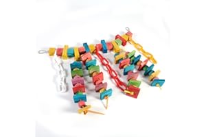 ZERODIS Giocattolo da masticare per uccelli, giocattoli da morso in gabbia per pappagalli Giocattoli da morso per uccelli in blocco di legno Giocattoli da pappagallo per uccelli multicolore Giocattolo da mast