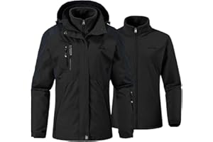 YSENTO Damen 3-in-1 Skijacke Winter Fleecejacke wasserdichte Winddichte Warme Funktions Outdoor Softshell Jacke mit Abnehmbarer Kapuze