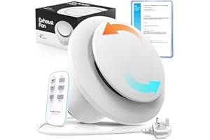 SBONNI 100mm 4 Inch Reversible Bathroom Extractor Fan, 6 Speeds, Remote Control, Status Indicator, Smart Memory, IPX4, Silent Ventilation Fan for Window Wall Ceiling - Ideal for Shower Toilet Attic