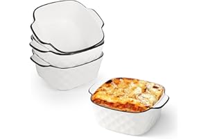 IHONYI Ceramic Square Baking Dishes with Handles: 4PCS Lasagne Dish for Air Fryer 400ml Oven Tray Suitable for Pie Salads Lasagnas Pasta and Cooking Among Other Dishes(Weighing 13 Oz)