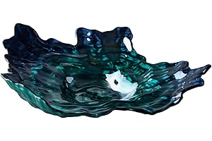 Anton Studio Designs - Decorative Bowl - Large Table Decoration Bowl - 45 x 35 x 1cm - Decorative Glass Bowl for Home Decor - Oyster