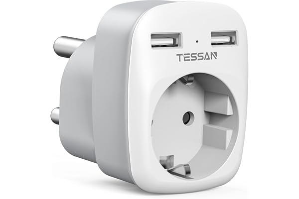 TESSAN Enchufe para Sudafrica, Adaptador M con 2 USB, Adaptador Enchufe para Sudafrica, Namibia, Bután, Adapter Tipo M