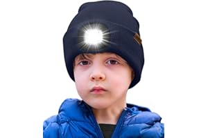 ATNKE Bambini LED Cappello con Luce, USB Ricaricabile 4 LED Luce Cappello da Corsa Invernale Torcia Testa Mani Libere Calda Berretto Lavorato Maglia Regali per Ragazzi e Ragazze