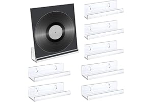 TIAMARAEON 6 PCS Vinyl Record Shelf, Acrylic Vinyl Record Wall Mount Shelf Accessories, Clear Acrylic Album Record Holder, Transparent Floating Shelf for Bedroom Kitchen Office