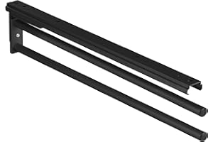 Gedotec Portasciugamani | H6008 | Estrattore asciugamani a 3 bracci estensibile | 1 pezzo | porta strofinacci lunghezza 465 mm in nero | porta asciugamani da bagno e cucina girevole a 90°