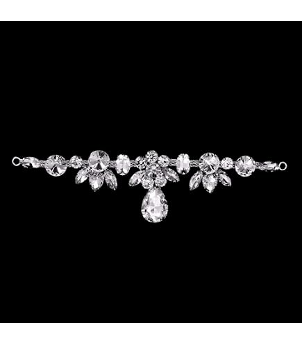 Weddecor Applique A Strass Con Motivo Diamante 90x45 Mm - Ricamo Da Cucire Per Abiti Da Sposa, Argento