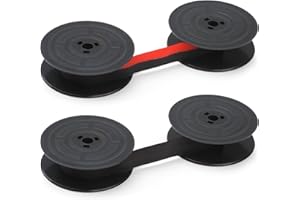 SUGHAW 2 x Ruban De Machine À Écrire Ruban en Bobine pour Machine À Écrire en Nylon Compatibles avec Olivetti La Plupart Des Machines À Écrire Rubans Fiables de 7 Mètres Chacun (Noir + Rouge & Noir)