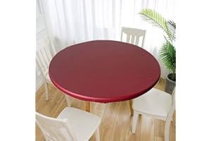 Cozomiz Copritavolo sotto Tovaglia Rotonda Rettangolare Tavolino Impermeabile Antimacchia Kitchen Decoration per Tavola da Pranzo Vino Rosso 110cm Taglio Aderente Rotondo