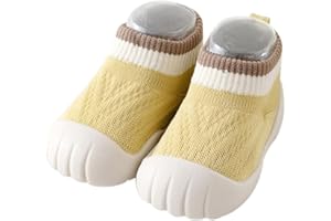 HEOXIN Calcetines Antideslizantes Bebe, Bebe Niña Zapatos Primeros Pasos Calzado Respetuoso Suela Suave Agarre, Puntera Anticolisión Choque de Colores Malla Zapatillas Caminantes, S-L