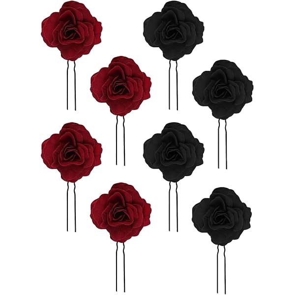 Haarklammern Mit Rose & Herz – Gunmetal Black, 11 Cm | Rutschfester Halt Für Langes Haar