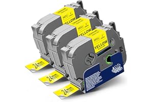 3x Labelwell Cinta Etiquetas para Brother TZe-S651 TZeS651 651 24mm Negro sobre Amarillo Adhesivo Fuerte para Brother P-touch PT-P700 PT-P710BT D600VP PT-E500VP 2430PC PT-P900W PT-P910BT Etiquetadoras
