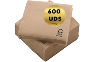 GreenFyA Servilletas de Cocktail Elegantes 10x10cm - Paquete de 600 -Ideal para Eventos y Celebraciones - Absorbentes y Desechables - ¡Imprescindibles para tus Cocteles!" (KRAFT)