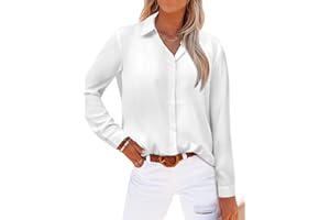 CZIMOO Camisas Mujer Camisa de Manga Larga Elegante Cuello en V Camisa de Trabajo