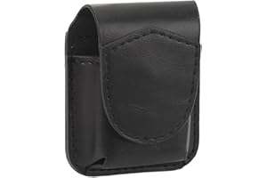 LUQEEG Ręcznie Robiony Skórzany futerał na zapalniczkę Fliptop, futerał do Przechowywania Zapalniczki Taktycznej Box Pojemnik na Organizery, Miękka Wyściółka Odporna na Zadrapania (BLACK)